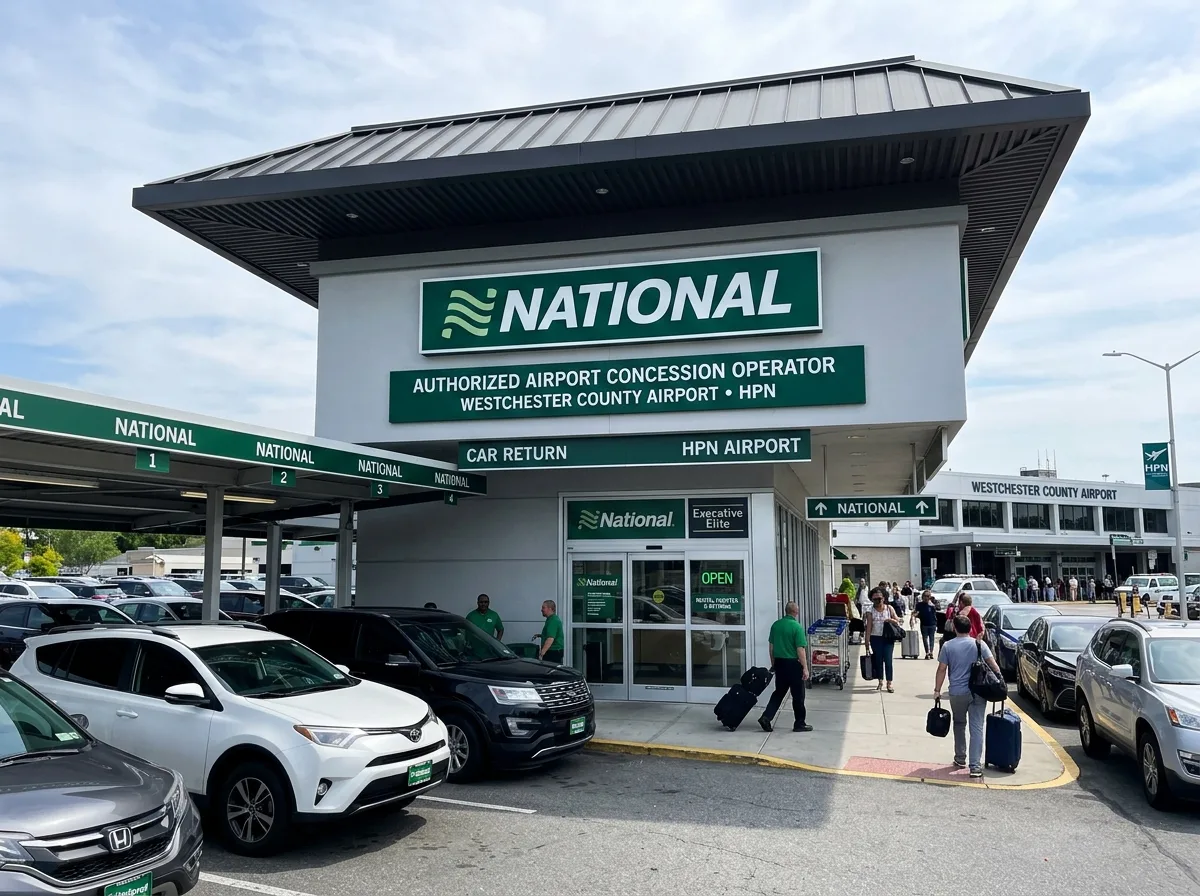 National Car Rental green logo, authorized airport concession operator HPN